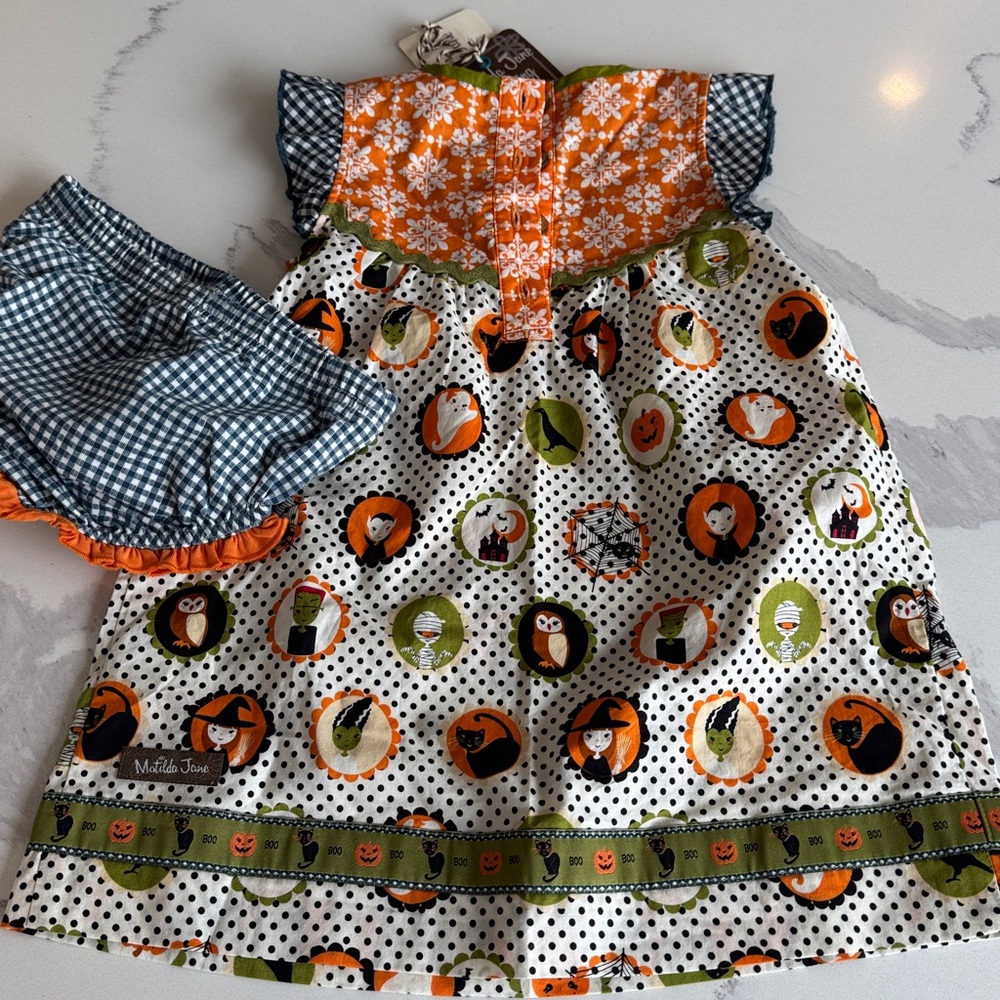 NEW NWT Matilda Jane Under My Spell Halloween Dress 18-24M Fall boutique bloomer - Picture 6 of 8
